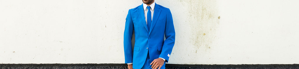 Man wearing blue mens suit