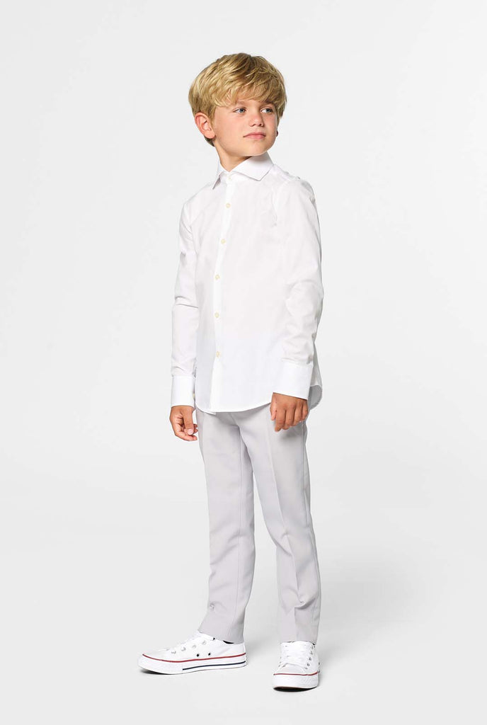 Kid wearing white dress shirt for boys.