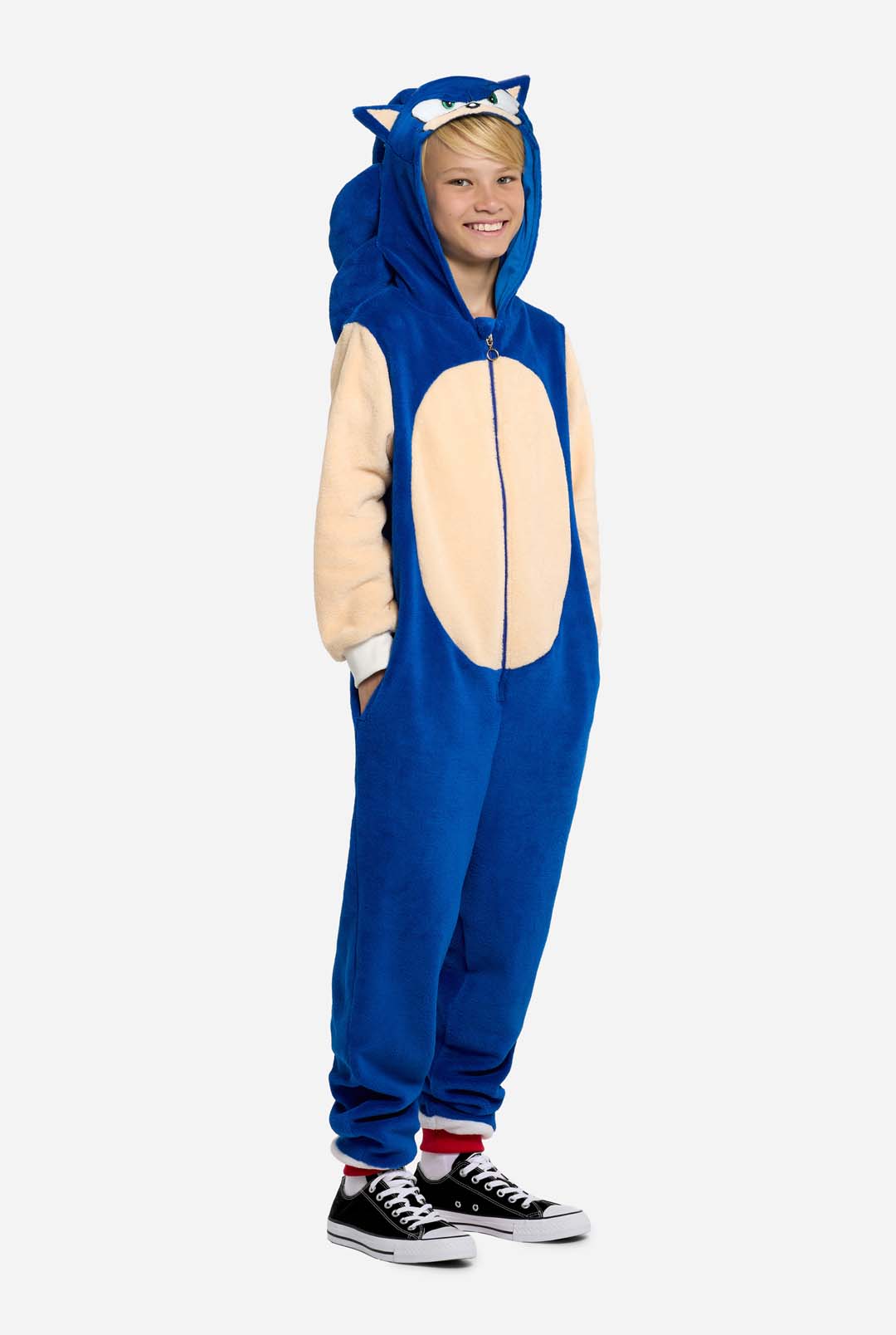 Sonic Hat Sonic The Hedgehog Onesie Pajamas Kids' Blue Zip-Up
