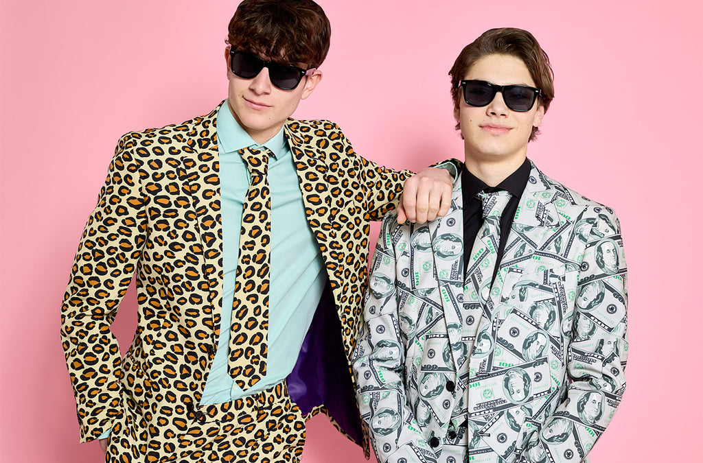2 teens wearing OppoSuits Prom suits