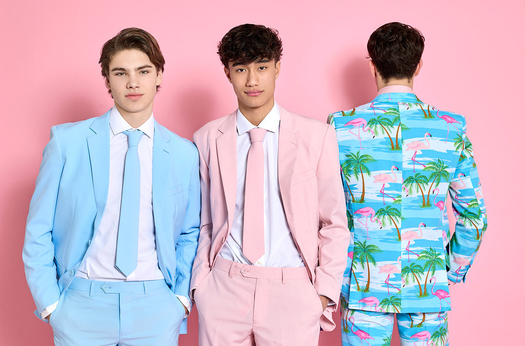 3 teens wearing OppoSuits Prom suits