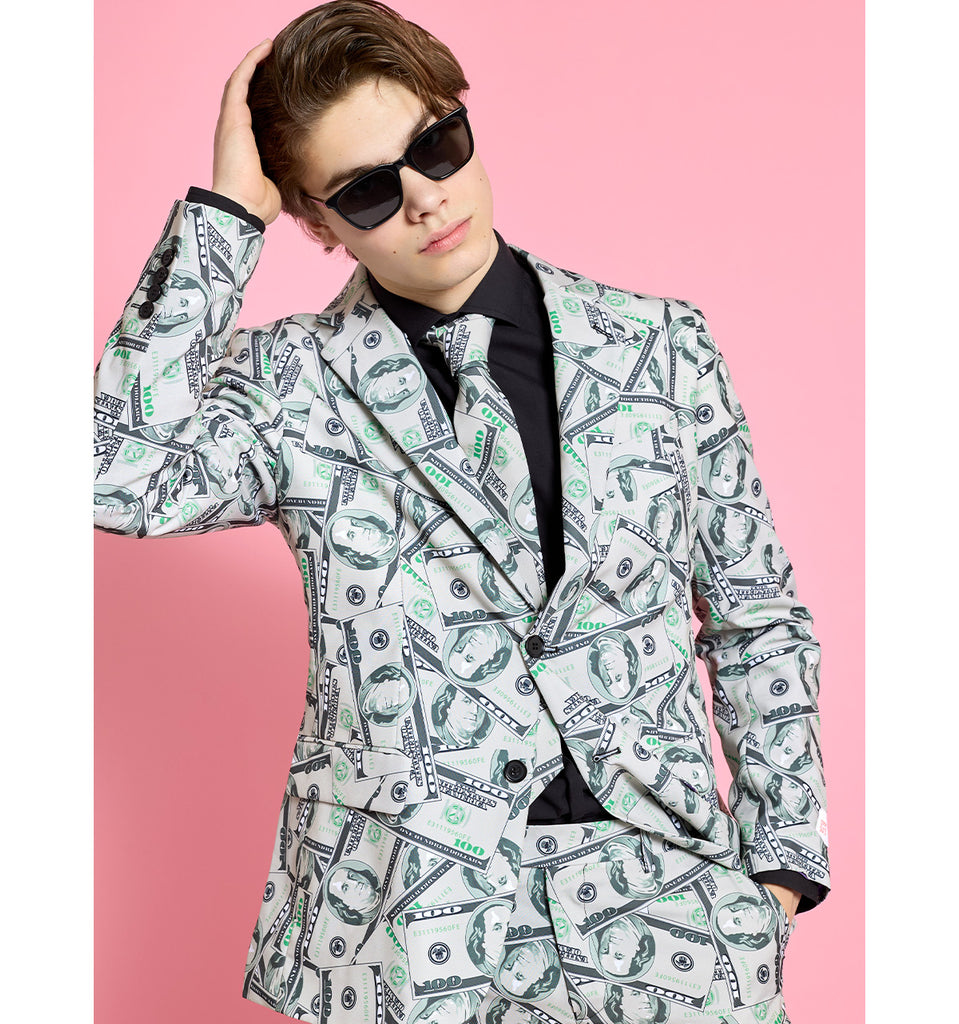 teen wearing OppoSuits Prom Money suit
