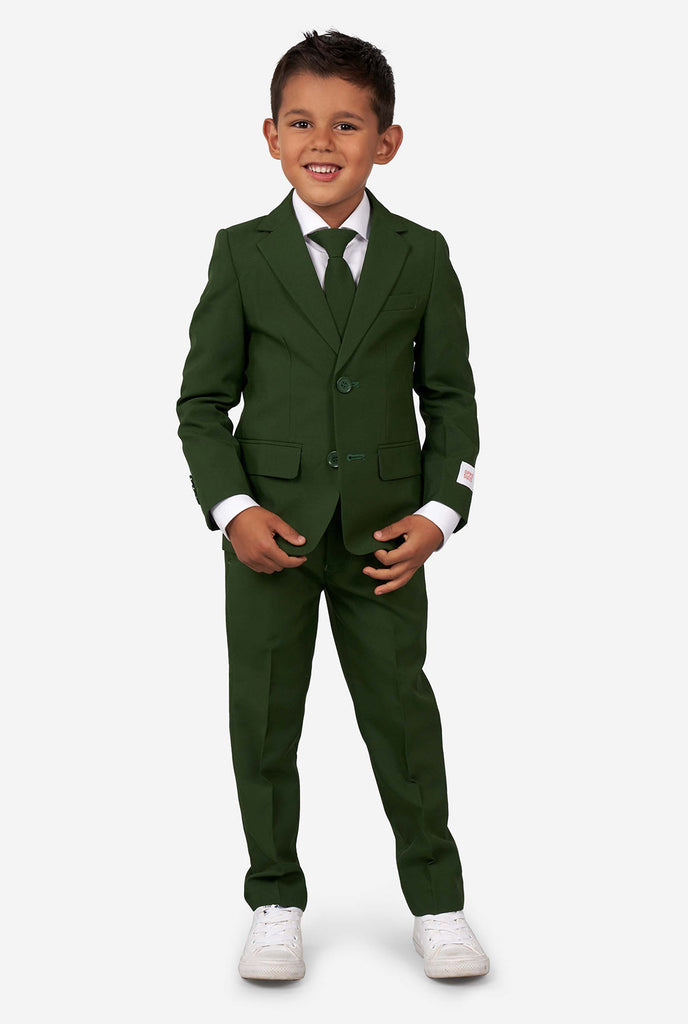 Boy wearing green suit