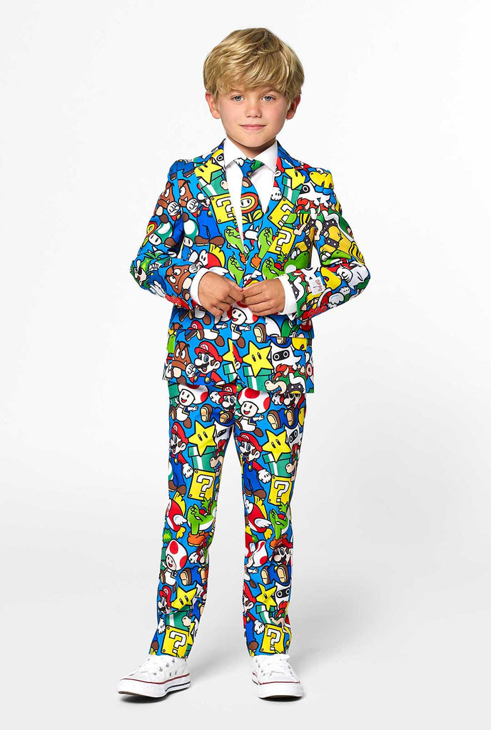 Nintendo Super Mario suit for kids worn by boy