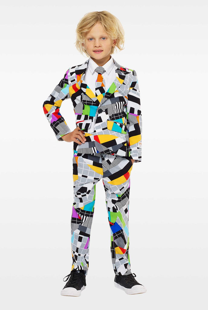 Test screen suit for boys worn by boy