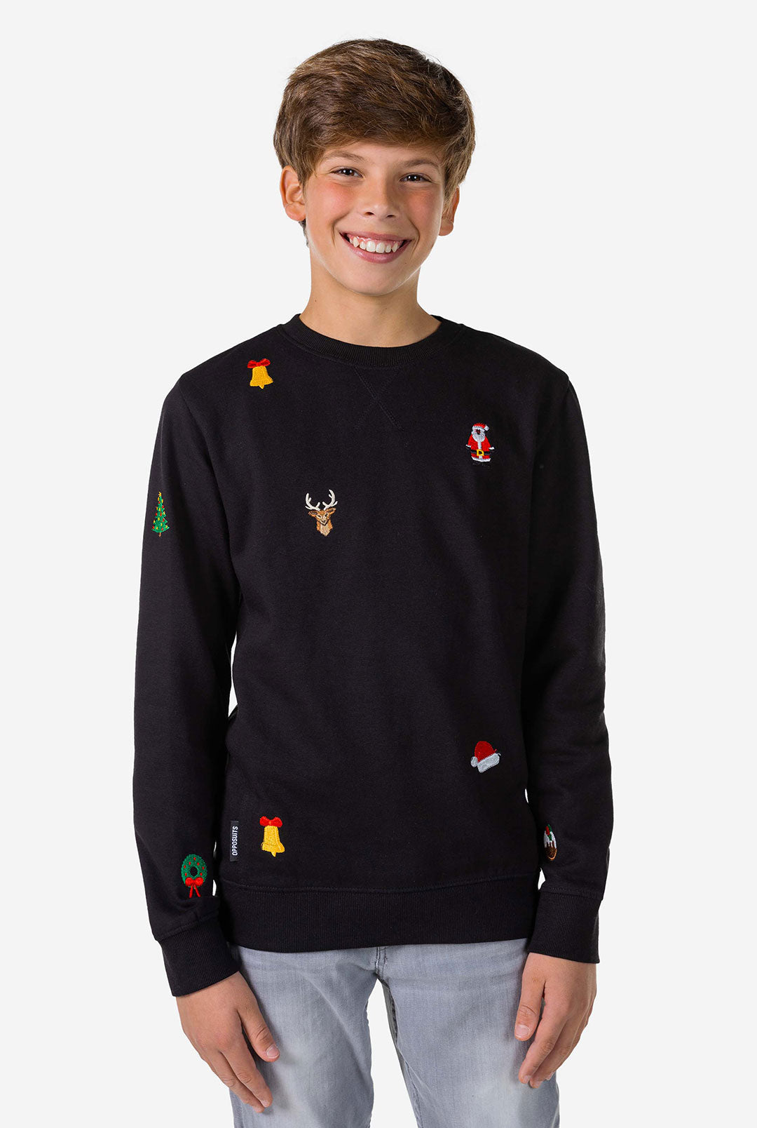 X-Mas Icons Black Teen Boys Sweater - OppoSuits Deluxe
