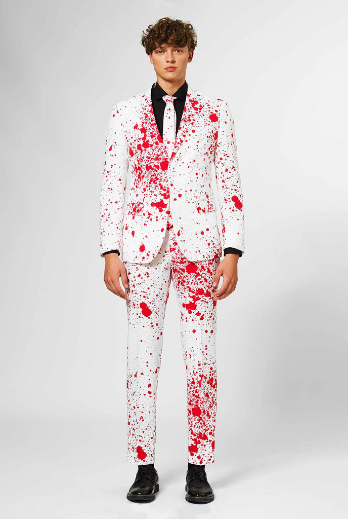 Red Bloodsplatters men's suit worn by man