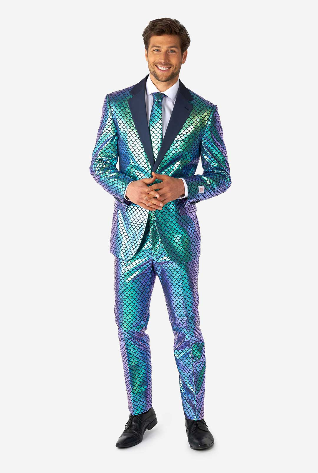 OppoSuits Men's Suit - Fancy Fish - Blue - Size: US 40