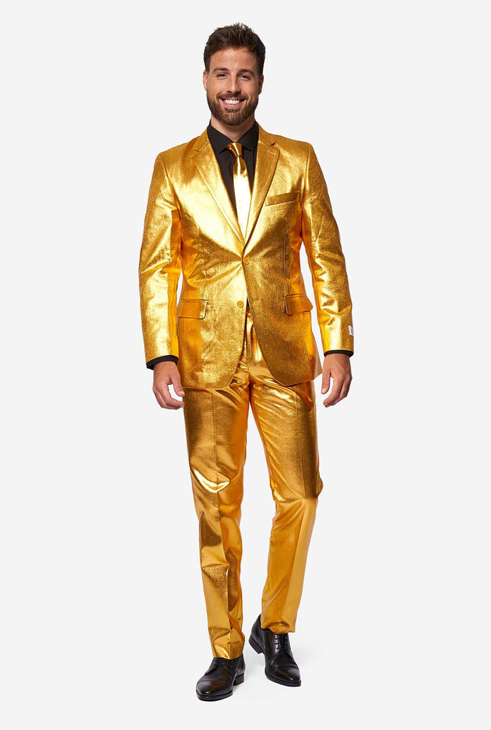 Gold men's party suit worn by man