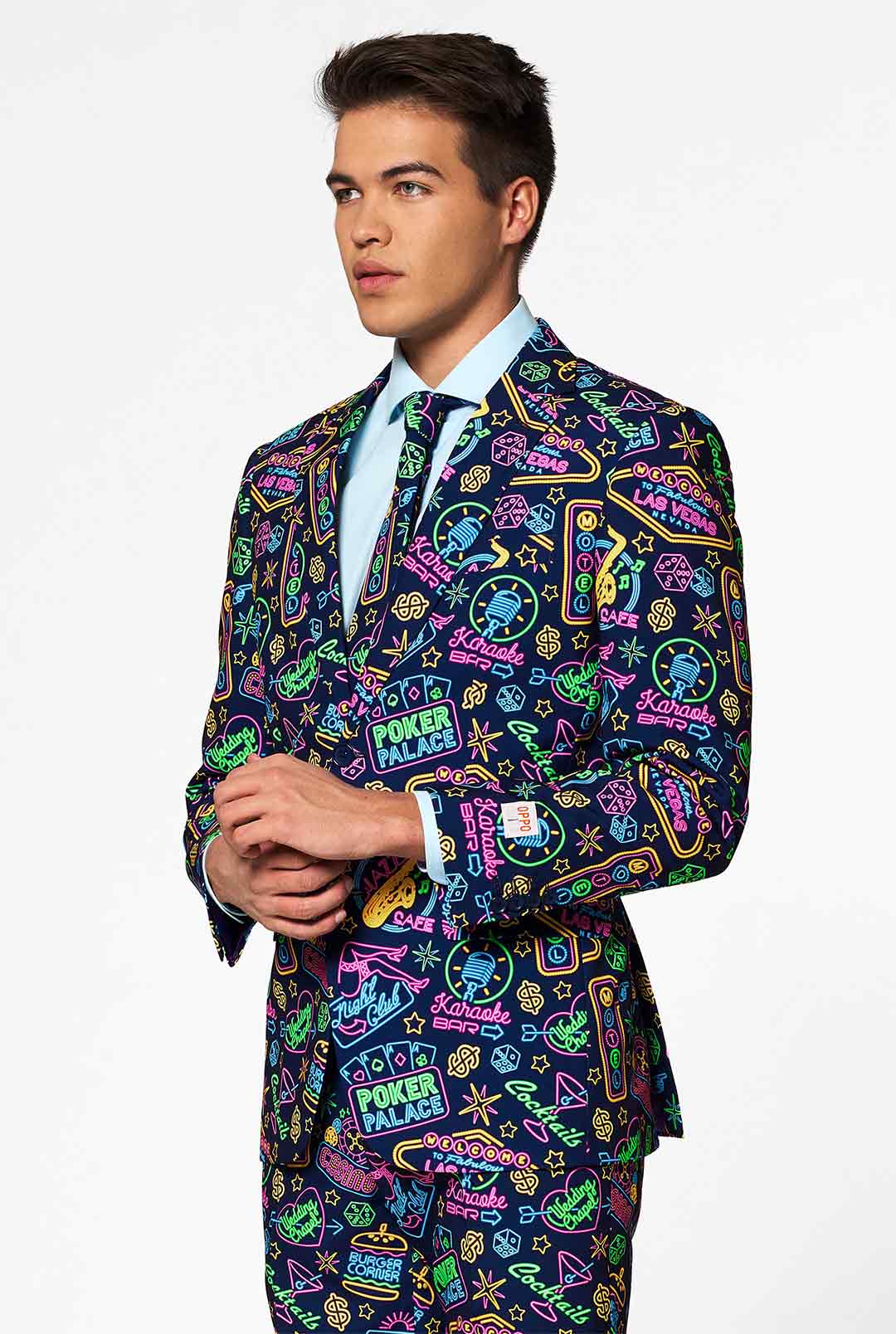 OppoSuits Men's Slim-Fit Novelty Pattern Suit & Tie Set