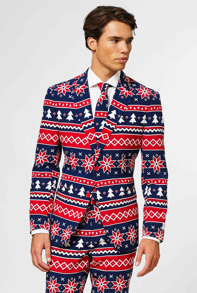 Nordic themed Christmas men's suit worn by man
