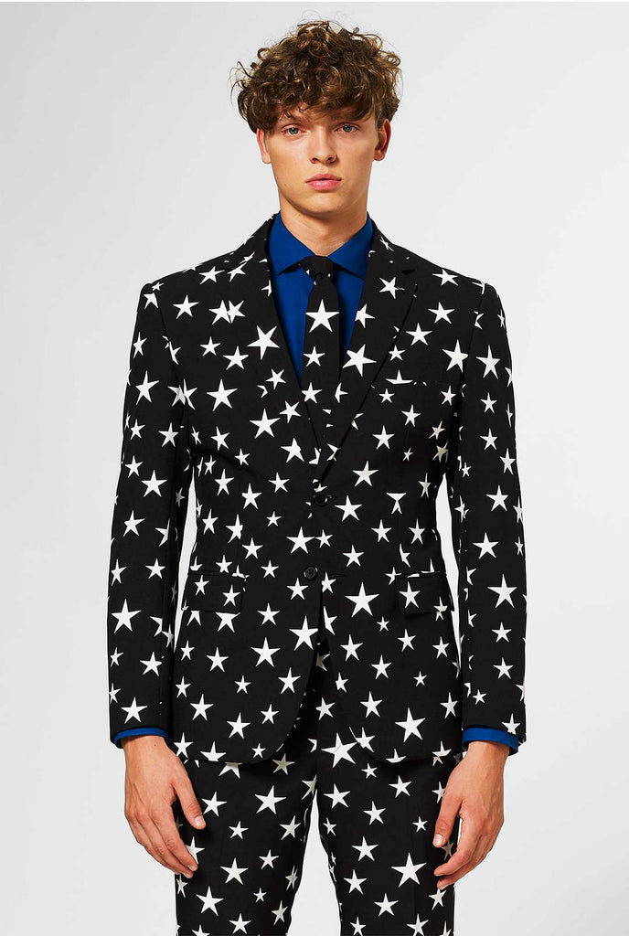Men wearing black suit with white stars