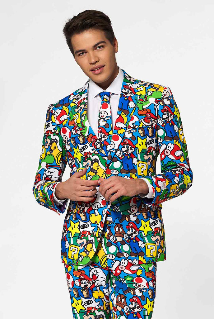 Funny Carnaval gaming men's suit Super Mario worn by man