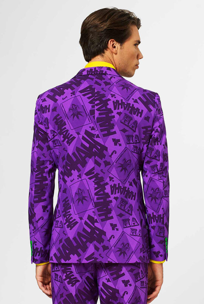 The Joker purple men's suit worn by man