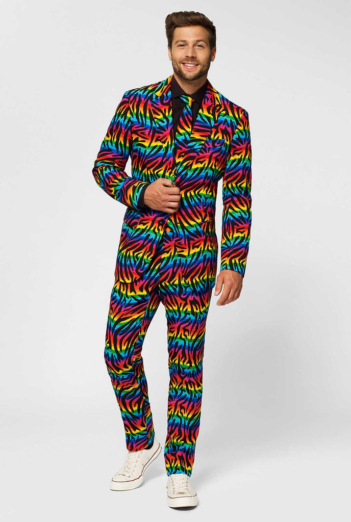 Multi-color pride men's suit Wild Rainbow worn by men