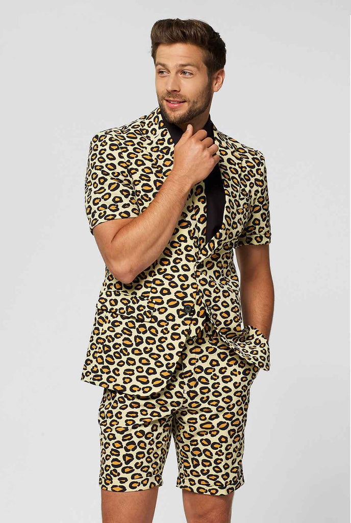 Man wearing summer suit with leopard print