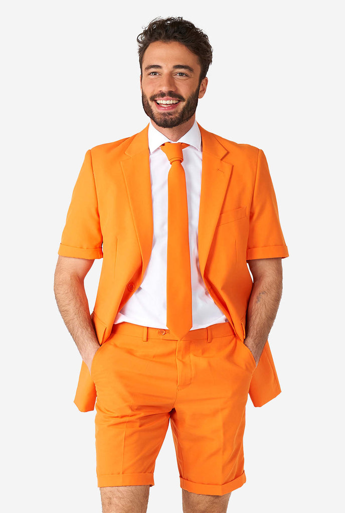 Man wearing orange summer suit