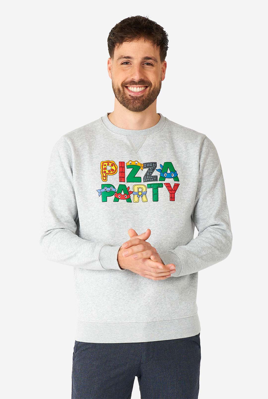 OppoSuits Men's TMNT Pizza Party, Grey, X-Large, Cotton